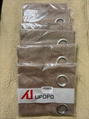 Brown Linen-Style Grommet Curtains - 6 Sets of 2 Panels Available (each set $10)